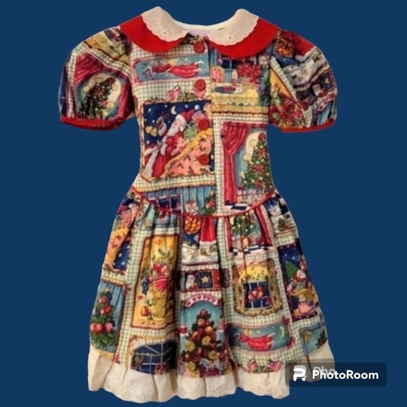 Martha's MINIATURES Christmas Storybook Colonial Tie-Back Portrait Pageant Dress - Picture 1 of 11